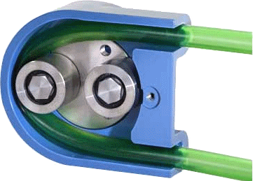Breakaway animation of peristaltic pump tubing at work